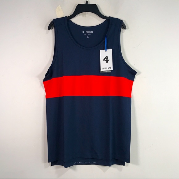 FOURLAPS Other - Dash Athletic Fit Tank Top, Size M - Navy/Red Men's